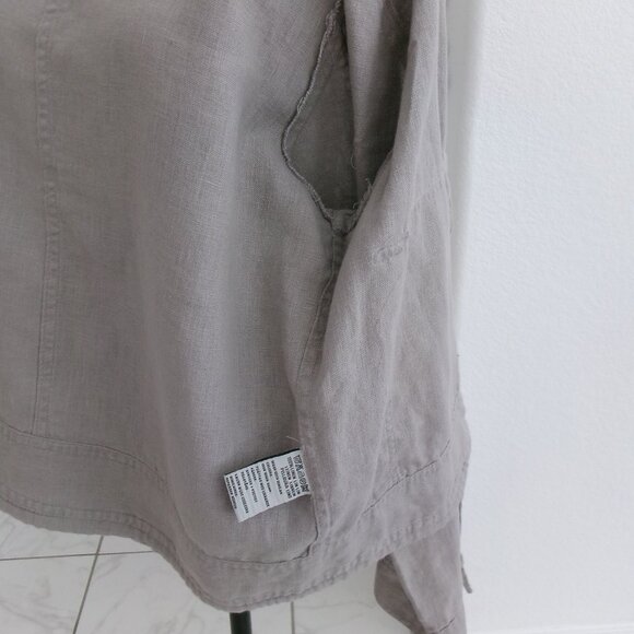 L.O.G.G. Grey Linen Button Down Jacket Large Pockets Washable S Collared Gray - Picture 12 of 12